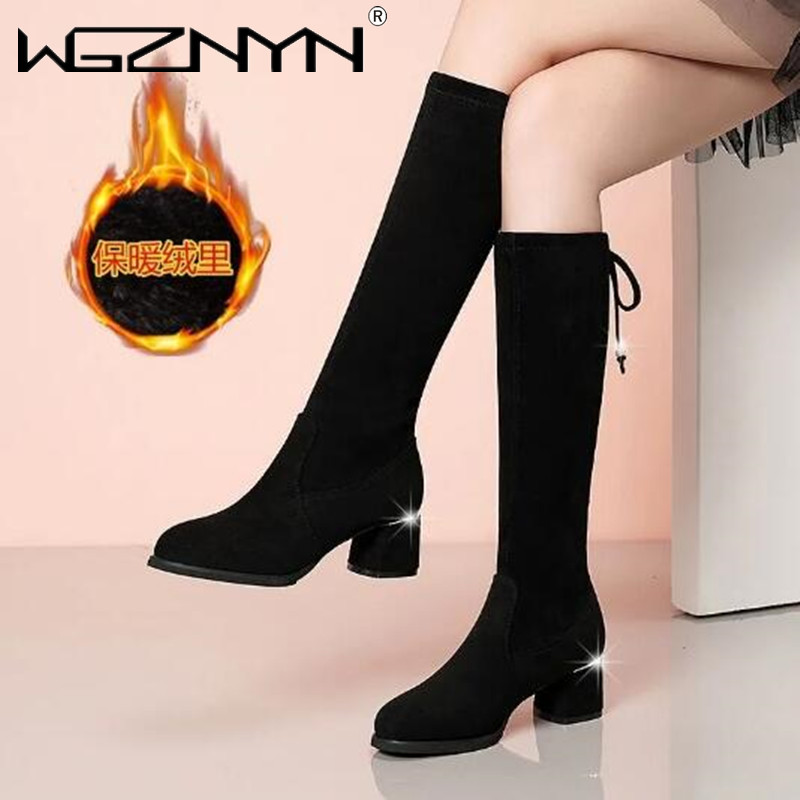 Winter Boot Insulated - Women Autumn Winter Black Knee Boots