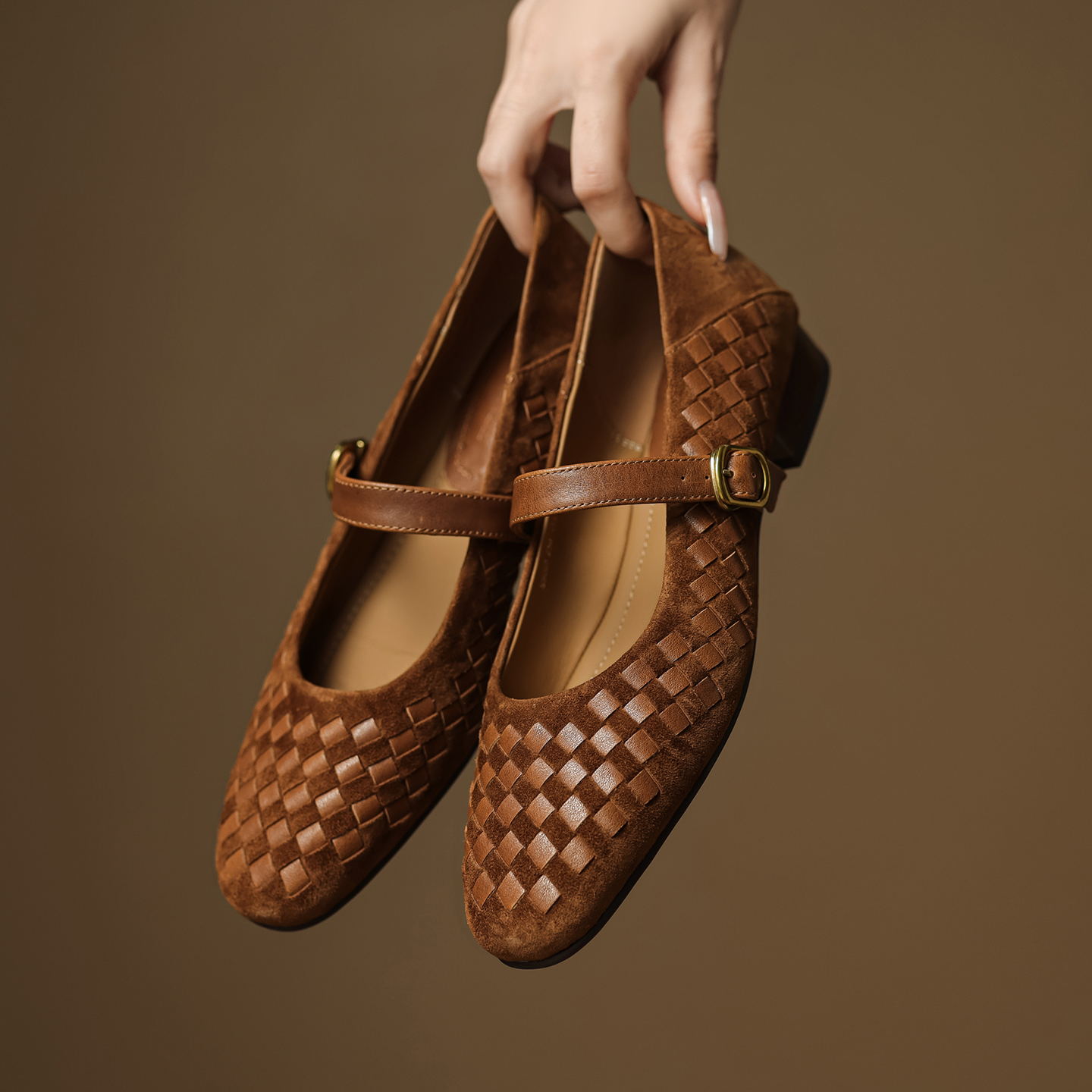 Men Shoes Loafers - Handmade Genuine Woven Texture Low heels